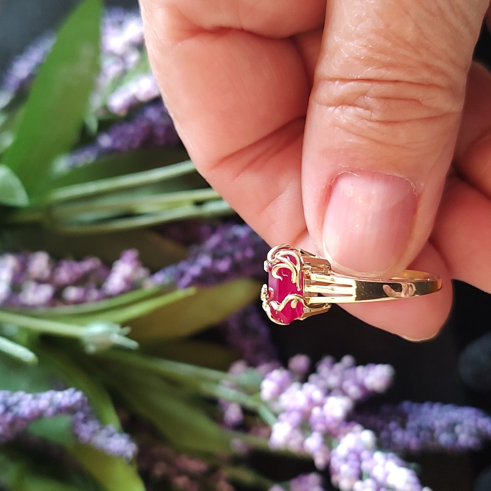 10k Gold Medusa Ruby Ring - image 3